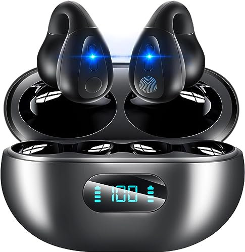 Cuffie Bluetooth,Auricolari Bluetooth 5.3 Ossea Clip Controlli Sfioramento con Mic Stereo Design dell'orecchio a Clip Cuffie Senza, Impermeabili Cuffiette Bluetooth per iOS/Samsung/Android/xiaomi