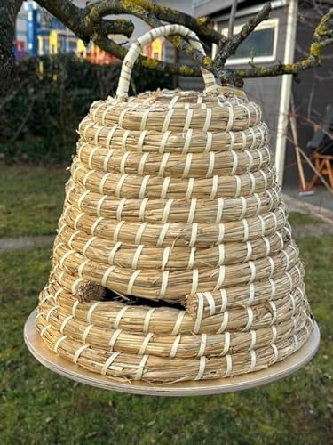 Unbekannt Elmato 10239 Abeille en Paille et écorce en Bois 34 x 35 cm