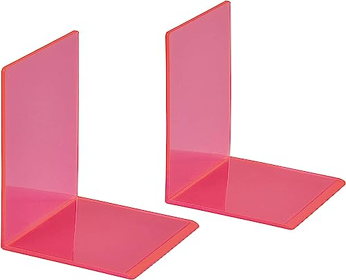 MAUL Fermalibri in acrilico, 10 x 10 x 13 cm, in organza, per bambini, libri, ufficio, scaffale, supporto per libri in elegante design acrilico, adatto ai mobili, colore: rosa
