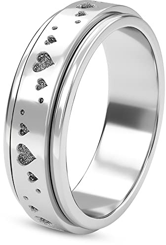 Herr dam spinner band ring 925 sterling silver hantverk hantverk uttryck boho handgjort mode måne och stjärna kors vintage spinner bandring e sterlingsilver, O, colore: Hjärta band, cod. 3731296