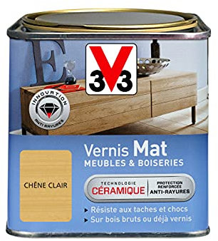 V33 Vernis intérieur Mat meubles & boiseries, Chêne clair 0,5L