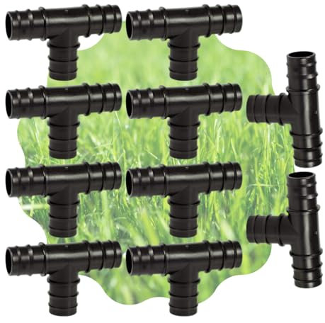 Raccordo a Tee, Portagomma T, Connettore a 3 Vie per Tubi e Sistemi di Irrigazione a Goccia, Nero - Orto Facile (10, 20 x 20 x 20 mm)