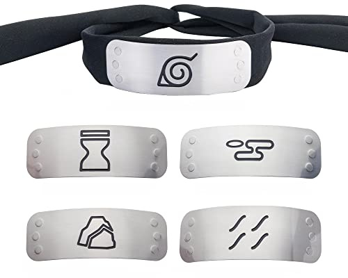 Naruto Cosplay Stirnband Set mit 4 Dorfplatten