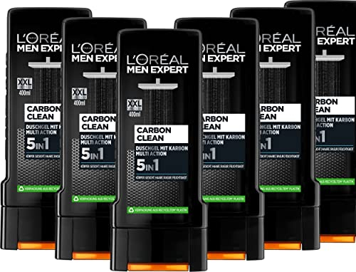 6 er Set MEN EXPERT Duschgel Pure Carbon Clean 5in1 XXL 6 x 400 ml