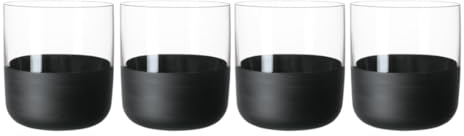 Villeroy & Boch – Manufacture Rock Shot Verre À Digestif, Ensemble De 4 Pièces, Cristallin Avec Fond Noir Mat, Contenance 40 Ml