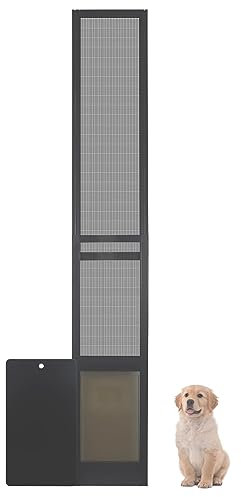 HANIML Medium Dog Door for Sliding Glass Doors Doggie Door Insert for Screen Patio Pets Door with Lockable Panel Convenient and Durable Magnetic Closure Easy to Install Ideal for Large Dogs Cats Black