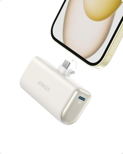 Anker Nano Power Bank, Mini Portable Charger with Built-In Foldable USB-C Connector, 5,000mAh Battery Pack 22.5W, For iPhone 16/15, Samsung S23 Series, Note20 Series, Huawei, iPad, AirPods, and More