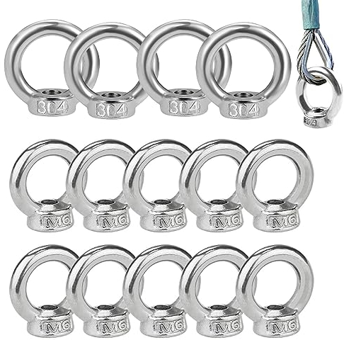15 Stück 304 Edelstahl Ringmuttern, Ringmutter M6 Edelstahl Ösenmutter, Augenmutter M6, Hubringmutter for Befestigen Sie Hängende Ornamente, Blumentöpfe, Schaukelständer Usw.
