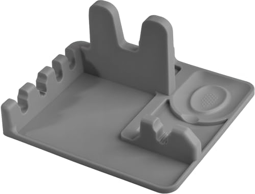 Cozihom Silicone Spoon Rest and Pot Lid Holder Stand for Kitchen Counter Top, Ladle/Spatula/Spoon/Tongs Holder, Food Grade Silicone, Heat Resistant, Anti-Slip BPA-Free, Grey