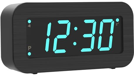 Timegyro Digital Alarm Clock Battery Operated - LCD/LED Display Switchable, Included DC Cable, Dual LED Brightness, Snooze, 12/24Hr