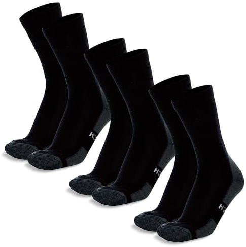 Merino.tech Chaussette Laine Merinos Homme et Femme - Randonnée Chaussette Merinos Style D'équipage (Black Pack of 3, 43-47)
