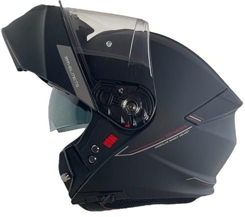MT Helmet Casco Abatible Genesis Taglia XL (61/62) Nero Opaco con omologazione 22.06
