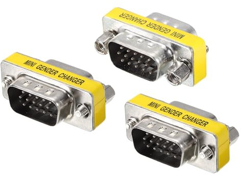 sourcing map VGA Coupler VGA Gender Changer Connector 15 Pin Male to Male VGA Adapter Conversion for Cable Extender, Pack of 3