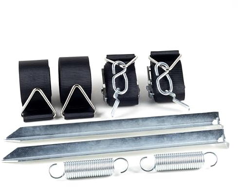 HomeBee® Sturmband Markise Set für Thule Omnistor – Sturmsicherung für Markise und Vorzelt, Camping Markise, Wohnmobil Zubehör, 2X 35cm Erdanker, 2X Spanngurte, 2X Feder, 1x Tasche