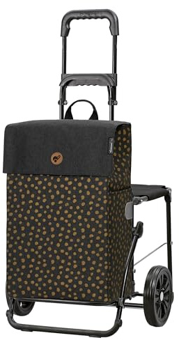 ANDERSEN Einkaufstrolley - Komfort Shopper Fita schwarz | mit Sitz, klappbar, aus Stahl, bis 50 kg - Tasche mit Seitentasche, Innenfach, Reflektoren, 47 L
