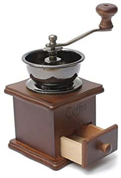 Macinino Manuale per Chicchi di Caffè, Stile Vintage in Legno e Ferro | Forma a Vite Esagonale, Colore Caffè, Macina Efficiente, Regalo di Natale per Appassionati di Caffè Colore Casuale