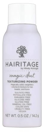 Hairitage Polvo para el cabello, texturizante y voluminizador, inodoro e incoloro, añade textura a cualquier estilo de cabello, fórmula ligera, adecuado para tipos de cabello 1A-3C, vegano y libre de