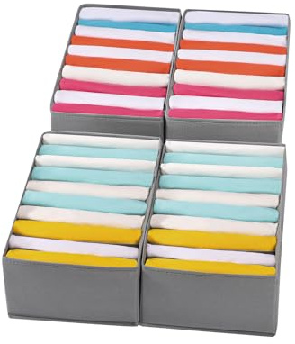 Coorganisers 4 Packs T-shirt Drawer Organizers for Clothing,10 Grids Compartment Wardrobe Storage Box, Clothes Organizer for Folded Clothes, T-shirt, Legging-15.75''x9.06''x5.91''