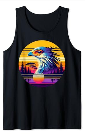 Sekretär Vogel Sonnenuntergang Retro Stil Safari Vintage 70er Jahre Tank Top