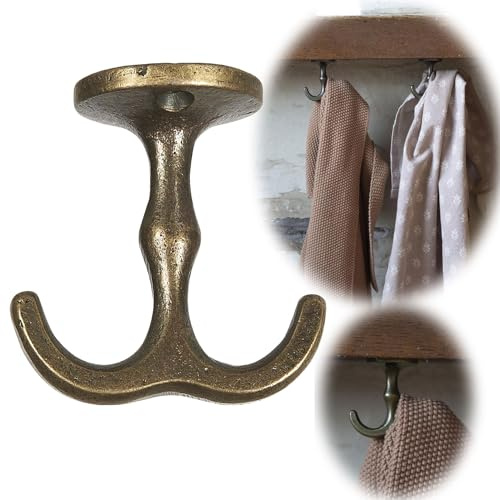 LS-LebenStil Vintage Doppel Regalhaken Messing Schrankhaken Kleiderhaken Deckenhaken