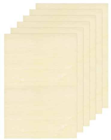 QUARKZMAN Plaque en Tilleul 17,7 x 11,8 x 0,16 Pouces, Planches en Bois Brut Contreplaqué pour L'Artisanat Et la Découpe Au Laser avec Des Surfaces Lisses, Lot de 6