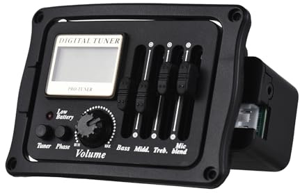 summina Gitarren-Tonabnehmer Tonabnehmer für Akustikgitarre, Folk-Klassikgitarren-Tonabnehmer, EQ-Platten-Tonabnehmer, mehrfarbiger LCD-Farbbildschirm, integriertes Mikrofon mit Kalibrierung für