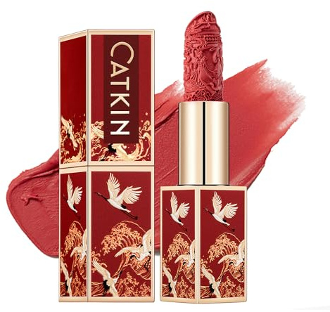 CATKIN Lippenstift Semi-Matt Finish, Nudetöne, Schimmernder mit Glänzender Oberfläche, Farbintensität Langanhaltend Pflegender Lippen-Stift, Vegane Formel, 3.2g