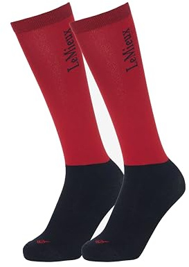 LeMieux Horse Riding Competition Socks - Twin Pack - Chilli - M