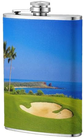 Flasque portable en acier inoxydable avec petit drapeau pour terrain de golf, poche plate pour liqueur, vin