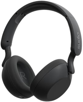 sudio R3 Midnight Black - Hörlurar över örat, upp till 35 timmars speltid, USB-C-laddning, inbyggd mikrofon (1), berörings- och klickknappar, Bluetooth 5.4