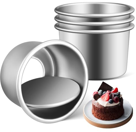 Cabilock Mini Round Cake Tin 2 Inch Small Cake Mould with Removable Base Aluminum Alloy for Cheesecake Baking and Party Desserts Easy to Clean