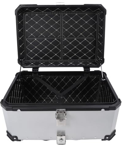 BOROCO Baúl Superior para Motocicleta de 65 L con Cerradura de Seguridad, Liberación Rápida, Ajuste Universal, Resistente Al Agua, Aleación de Aluminio, Estuche para Motocicleta