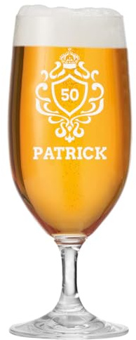 polar-effekt Pilstulpe 0,3 Liter mit personalisierter Gravur - Individuelles Männergeschenk mit Namen - Bierglas für Pils, Lager und Export - Mit Lasergravur