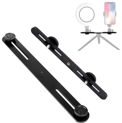 TORMEN Staffa per doppio flash per fotocamera, barra di estensione regolabile per fotocamera DSLR, luce LED (2 pezzi larghi e stretti)