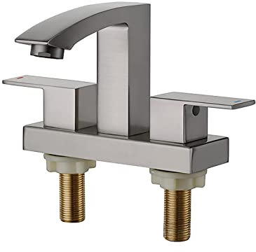 per lavabo, per lavabo da Bagno, Miscelatore per lavabo in Ottone, per lavabo Caldo e do, Miscelatore per lavabo da appoggio, Doppia Maniglia, Oro
