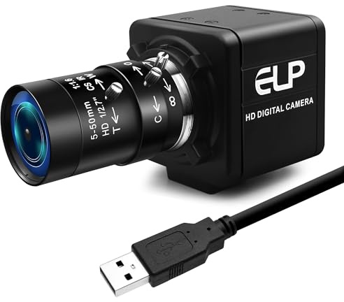 Hotpet 4K USB Camera 10X Optical Zoom Webcam Built-in Microphone for Video Conference Live Streaming IMX317 Sensor 2160P 30FPS Webcamera with 5-50mm Varifocal Lens for PC Laptop Raspberry Pi