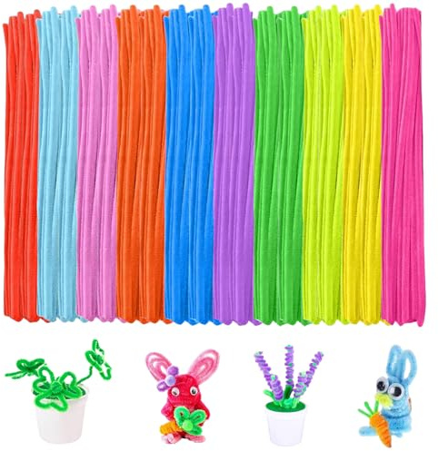 Zyiphor 500 Pezzi Scovolini Ciniglia Colorati 30cm x 6mm Strisce Pulisci Tubi Bastoncini in Filo di Ciniglia di Peluche per Bambini Artigianato Fai da te Bricolage e Decorazione (10 Colori)