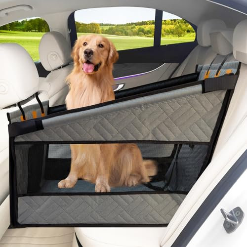 LIROPAU Extra Stabiler Hunde Autositz, Verstärkter Hundesitz Auto für Mittlere und Großer Hunde, Wasserdichter Rutschfester Haustierautositz Kratzfester Mit 3 Befestigungsgurten