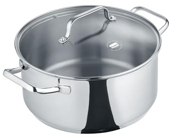 Berndes b.brilliant Kochtopf 24 cm – Edelstahl Kochtopf mit Glasdeckel – Induktion & allherdtauglich - unbeschichtet mit Messskala – spülmaschinengeeignet & backofengeeignet