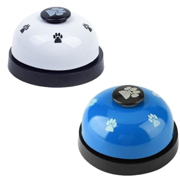 Haustier Trainingsglocken,2 Stück Hundeklingel Hundeglocke mit Button | Hund Türklingel für Potty Trainingsglocken,Haustiere Hundeglocke mit Pfotenabdruck Button für Hund Katze (Weiß und Blau)