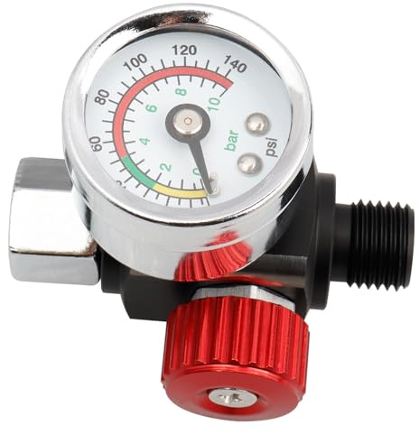 Treki 1/4 Spray Gun Air Pressure Regulator Paint Gun Pressure Regulator Air Regulating Valve Regulation with Pressure Gauge for Spray Gun and Pneumatic Tools