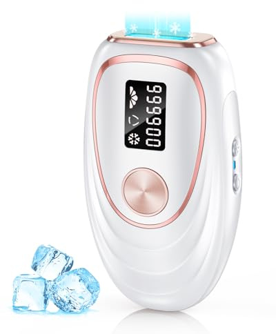 Haarlosy IPL Laser Hair Removal Device for Women and Men, Ice Cooling Painless Hair Remover Machine for Salon Quality Long Lasting Results at Home, for Face, Bikini Line, Armpit, Leg, Body, Rose White