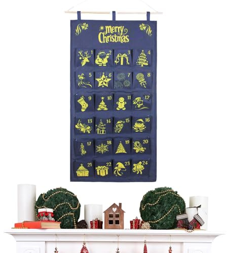 Adventskalender Med Fickor 24-dagars Återanvändbar Fyllbar Festlig