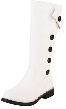 Generiska cowboystövlar dam medium hög, stövlar dam läder halvhöga vinterstövlar med dragkedja på sidan eleganta damstövlar runda slip-stövlar med blockklack cowboystövlar, Vit, 42 EU