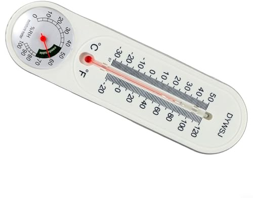 Large Outdoor Wall Thermometer, Analog Patio Temperature Reader, Wall Mounted Indoor Outdoor Hygrometer with -30°C to 50°C Range
