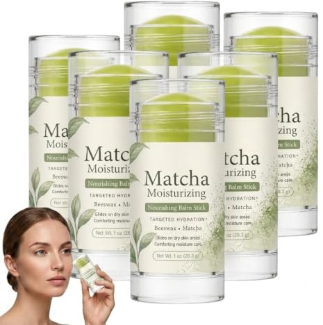 Matcha-Gesichtsbalsam für vielfältige Zwecke, Feuchtigkeitsspendender Balsam im praktischen Stiftformat, Feuchtigkeitscreme für Männer, Feuchtigkeitsspendende Hautpflege, Beruhigt raue Haut (6pcs)