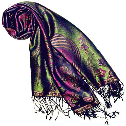 Lorenzo Cana Pashmina Schal Schaltuch jacquard gewebt 100% Seide Paisley Muster Seidenschal Seidentuch Seidenpashmina mehrfarbig 70 x 190 cm