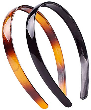 Uppsättning av 2 kvinnor hårband i hårdplast hårband svart och brun högklassig huvudbonad hårband (stil B#)