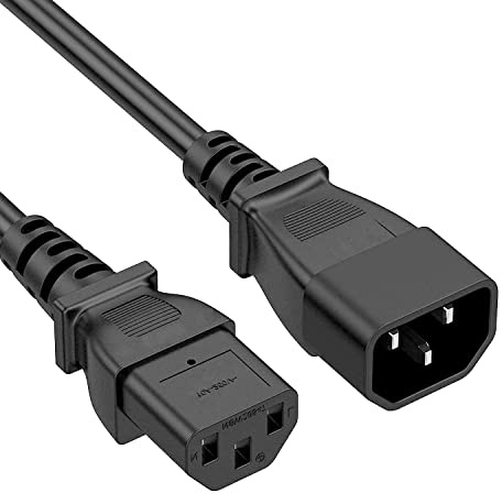 CABLEPELADO Cable de extensión alimentación | C14 a C13 | IEC 320 C13 a C14 | Sección 0.75mm² | 10A 250V | 18AWG | Apto para Ordenador, Monitor, Impresora, SAI, UPS, Servidores | Negro | 1.50 Metros