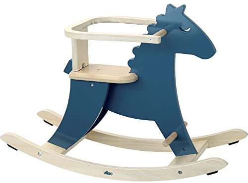 VILAC - Gioco e giocattoli - Set Hudada cavallo a dondolo blu 1128B + arco 1128S - Piazza seduta - Equilibrio - Gioco per bambini dai 18 mesi - Made in France